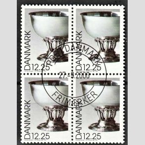 FRIMRKER DANMARK | 1997 - AFA 1163 - Dansk design - 12,25 Kr. Georg Jensen slvskl flerfarvet i 4-blok - Pragt Stemplet