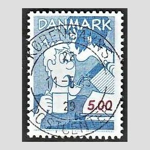 FRIM�RKER DANMARK | 1992 - AFA 1031 - Danske tegneseriefigurer - 5,00 Kr. bl�/r�d - Pragt Stemplet