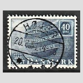 FRIM�RKER DANMARK | 1949 - AFA 316 - Verdenspostforeningen 75 �r - 40 �re bl� - Lux Stemplet H�jer