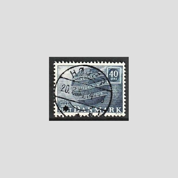 FRIMRKER DANMARK | 1949 - AFA 316 - Verdenspostforeningen 75 r - 40 re bl - Lux Stemplet Hjer