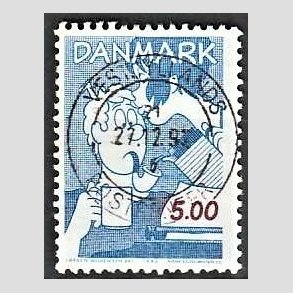 FRIM�RKER DANMARK | 1992 - AFA 1031 - Danske tegneseriefigurer - 5,00 Kr. bl�/r�d - Pragt Stemplet