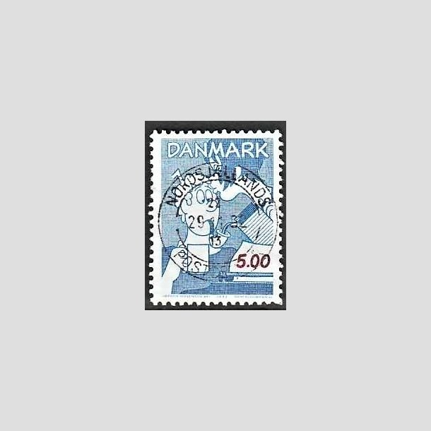 FRIMRKER DANMARK | 1992 - AFA 1031 - Danske tegneseriefigurer - 5,00 Kr. bl/rd - Pragt Stemplet