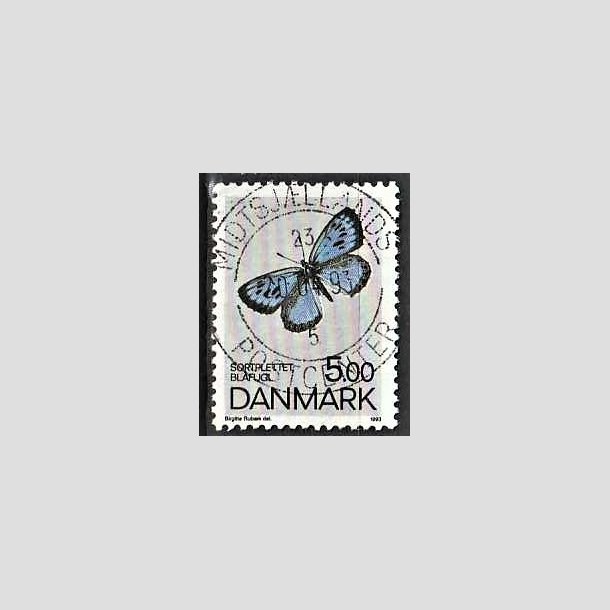 FRIMRKER DANMARK | 1993 - AFA 1038 - Danske sommerfugle - 5,00 Kr. flerfarvet - Pragt Stemplet