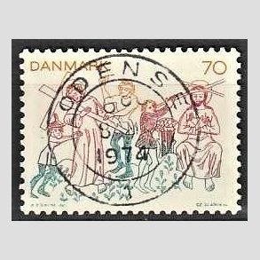 FRIM�RKER DANMARK | 1973 - AFA 555 - Kalkmalerier - 70 �re flerfarvet - Pragt Stemplet Odense