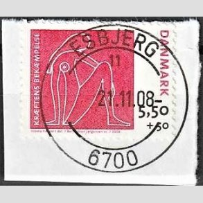 FRIMRKER DANMARK | 2008 - AFA 1529 - Krftens Bekmpelse - 5,50 + 0,50 Kr. flerfarvet p klip - Lux Stemplet Esbjerg