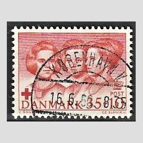 FRIMRKER DANMARK | 1964 - AFA 424F - Dansk Rde Kors - 35 + 10 re rd - Pragt Stemplet Kbenhavn