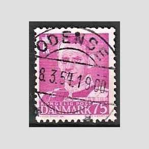 FRIMRKER DANMARK | 1948-50 - AFA 314 - Fr. IX 75 re rdlilla - Lux Stemplet Odense