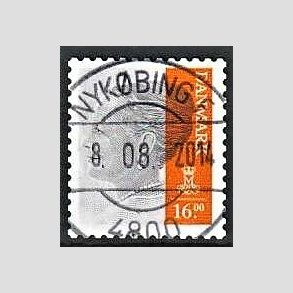 FRIMRKER DANMARK | 2013 - AFA 1737 - Dronning Margrethe - 16 Kr. gr/orange - Pragt Stemplet Nykbing F