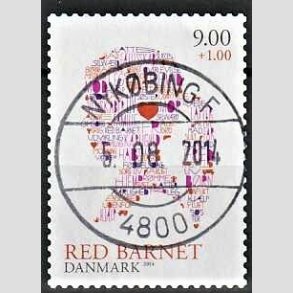 FRIMRKER DANMARK | 2013 - AFA 1768 - Red barnet - 9,00 + 1 Kr. flerfarvet - Pragt Stemplet