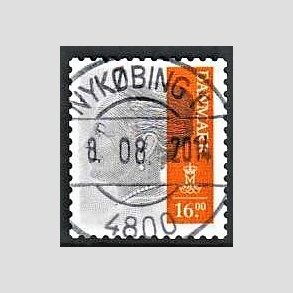 FRIMRKER DANMARK | 2013 - AFA 1737 - Dronning Margrethe - 16 Kr. gr/orange - Pragt Stemplet Nykbing F