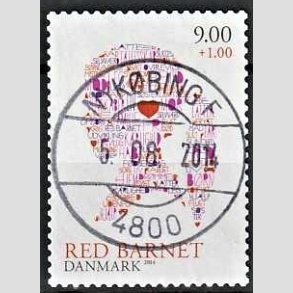FRIMRKER DANMARK | 2013 - AFA 1768 - Red barnet - 9,00 + 1 Kr. flerfarvet - Pragt Stemplet Nykbing F