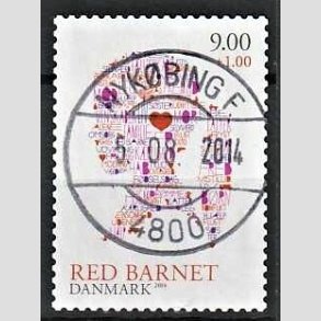 FRIMRKER DANMARK | 2013 - AFA 1768 - Red barnet - 9,00 + 1 Kr. flerfarvet - Pragt Stemplet Nykbing F