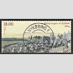 FRIM�RKER DANMARK | 2014 - AFA 1771 - Dybb�l 1864 - 18,00 Kr. flerfarvet - Pragt Stemplet Nyk�bing F