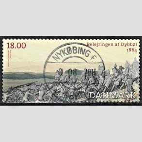 FRIM�RKER DANMARK | 2014 - AFA 1771 - Dybb�l 1864 - 18,00 Kr. flerfarvet - Pragt Stemplet Nyk�bing F