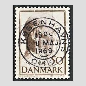 FRIM�RKER DANMARK | 1969 - AFA 480 - Fredrik IX 70 �r - 50 �re brun - Pragt Stemplet