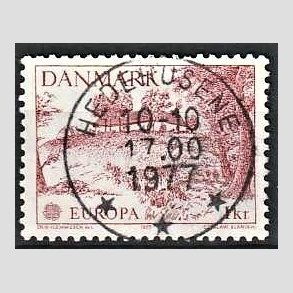 FRIM�RKER DANMARK | 1977 - AFA 635 - Europam�rker - 1,00 Kr. r�d - Pragt Stemplet Hedehusene
