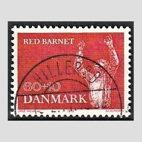FRIMRKER DANMARK | 1970 - AFA 495 - Red Barnet 25 r - 60 + 10 re rd - Lux Stemplet Hillerd