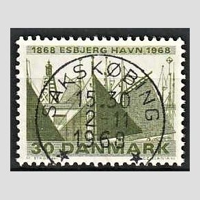 FRIM�RKER DANMARK | 1968 - AFA 469 - Esbjerg havn 100 �r - 30 �re gr�n - Pragt Stemplet Saksk�bing