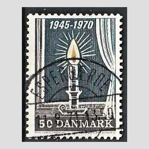 FRIM�RKER DANMARK | 1970 - AFA 496 - Danmark bes�ttelses oph�r 25 �r - 50 �re brun/gul/gr� - Pragt Stemplet Esperg�rde