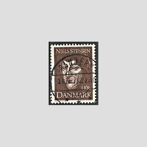 FRIMRKER DANMARK | 1969 - AFA 488 - Niels Stensen - 1 Kr. brun - Lux Stemplet Randers