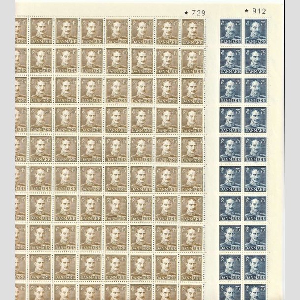 FRIMRKER DANMARK | 1946 - AFA 296,297 - Ny Christian X type - 45 + 75 re i ufoldede helark 2 x 100 stk. - Postfrisk 