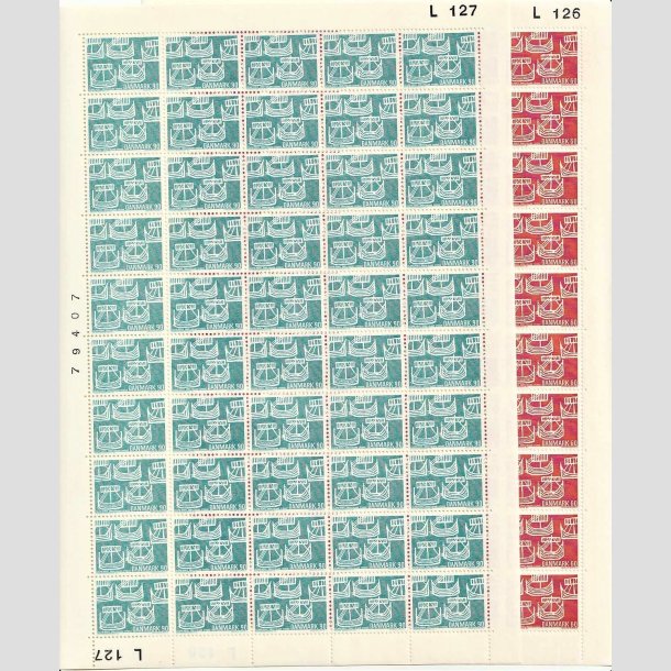 FRIMRKER DANMARK | 1969 - AFA 478,479 - Foreningerne Nordens 50 rs jubilum - 60 + 90 re 2 x 50 stk. i 2 stk. ufoldede helark - Postfrisk