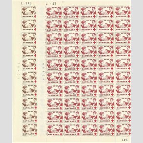 FRIMRKER DANMARK | 1969 - AFA 491,492 - Dansk Rde Kors velgrendhed - 50 + 60 re + 10 re 2 x 50 stk. i ufoldet helarkst - Postfrisk