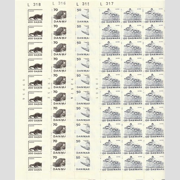 FRIMRKER DANMARK | 1975 - AFA 601-604 - Truede dyr - 50-200 re 4 x 50 stk. i ufoldet helarkst - Postfrisk