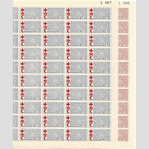 FRIMRKER DANMARK | 1966 - AFA 441F,442F - Dansk Rde Kors - 50 + 80 re + 10 re 2 x 50 stk. i ufoldet helarkst - Postfrisk