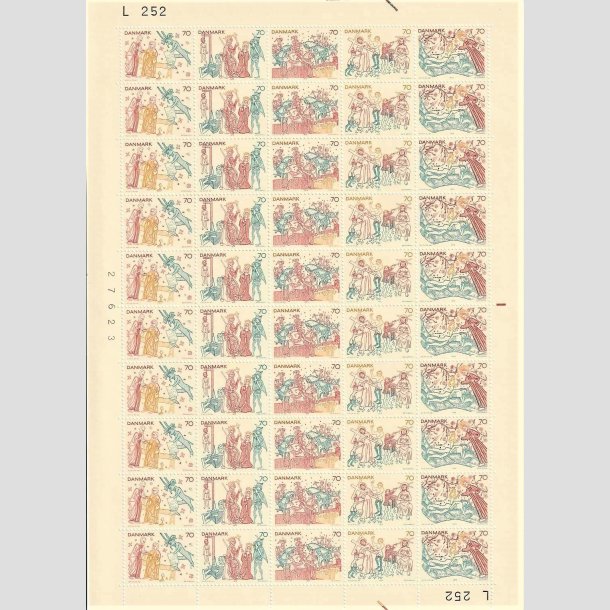 FRIMRKER DANMARK | 1973 - AFA 552 - Kalkmalerier - 70 re flerfarvet 50 stk. i ufoldet helark - Postfrisk