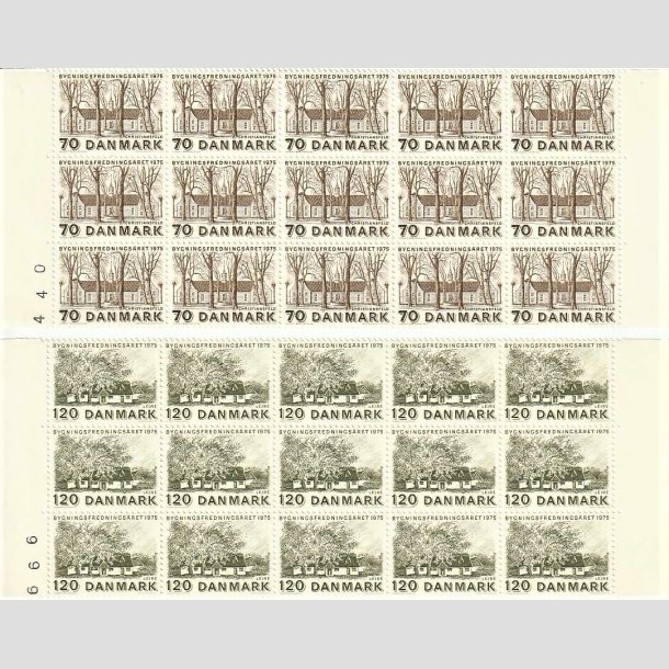 FRIMRKER DANMARK | 1975 - AFA 591,592 - Bygningsfredningsr - 70 + 120 re 2 x 15 stk. i arkstykker - Postfrisk