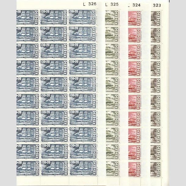 FRIMRKER DANMARK | 1976 - AFA 607-10 - Amerikanske uafhngighedserklring 200 r. - 70 - 130 re + 20 re 4 x 50 stk. i ufoldet helarkst - Postfrisk