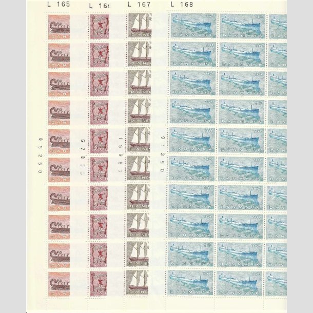 FRIMRKER DANMARK | 1970 - AFA 503-506 - Dansk Skibsfart - 30 - 90 re flerfarvet 4 x 50 stk. i ufoldet helarkst - Postfrisk