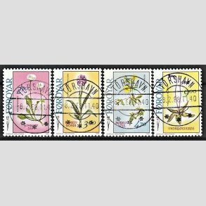 FRIM�RKER F�R�ERNE | 1988 - AFA 156-59 - F�r�ske blomster - 2,70 - 9,00 kr. flerfarvet i s�t - Lux Stemplet