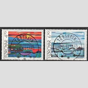 FRIM�RKER F�R�ERNE | 1987 - AFA 154,155 - Torshavns �stlige og vestlige bugt - 470 + 650 �re flerfarvet - Lux Stemplet