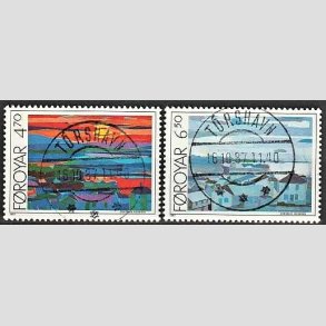 FRIM�RKER F�R�ERNE | 1987 - AFA 154,155 - Torshavns �stlige og vestlige bugt - 470 + 650 �re flerfarvet - Lux Stemplet