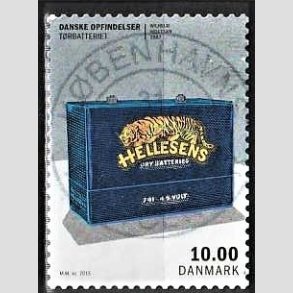 FRIM�RKER DANMARK | 2015 - AFA 1819 - Danske opfindelser - 10,00 Kr. t�rbatteriet - Pragt Stemplet