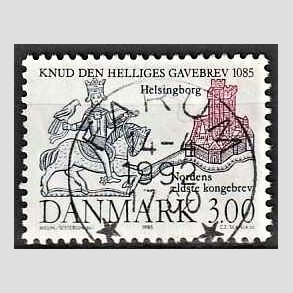 FRIM�RKER DANMARK | 1985 - AFA 835 - Domkirken i Lund - 3,00 Kr. m�rkbl�/lilla - Pragt Stemplet Farum