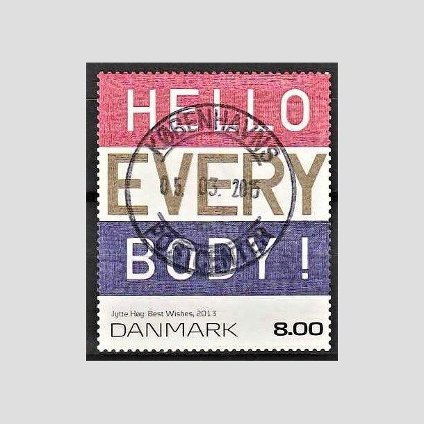 FRIMRKER DANMARK | 2013 - AFA 1755 - Frimrkekunst - Best wishes - 8,00 Kr. flerfarvet - Pragt Stemplet 