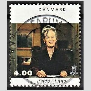 FRIM�RKER DANMARK | 1997 - AFA 1136 - 25 �rs jubil�um - 4,00 Kr. flerfarvet - Pragt Stemplet Farum