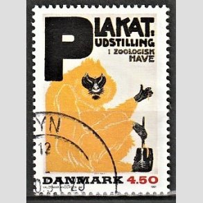 FRIMRKER DANMARK | 1991 - AFA 1000 - Dansk Plakatkunst - 4,50 Kr. flerfarvet - God til bedre gennemsnitskvalitet - Stemplet