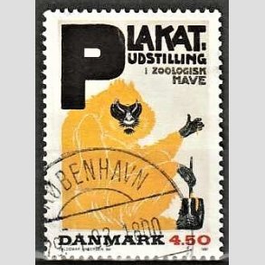 FRIMRKER DANMARK | 1991 - AFA 1000 - Dansk Plakatkunst - 4,50 Kr. flerfarvet - God til bedre gennemsnitskvalitet - Stemplet