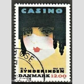 FRIMRKER DANMARK | 1991 - AFA 1002 - Dansk Plakatkunst - 12,00 Kr. flerfarvet - God til bedre gennemsnitskvalitet - Stemplet 