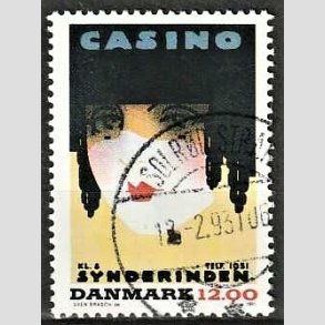 FRIMRKER DANMARK | 1991 - AFA 1002 - Dansk Plakatkunst - 12,00 Kr. flerfarvet - God til bedre gennemsnitskvalitet - Stemplet 