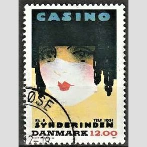 FRIMRKER DANMARK | 1991 - AFA 1002 - Dansk Plakatkunst - 12,00 Kr. flerfarvet - God til bedre gennemsnitskvalitet - Stemplet 