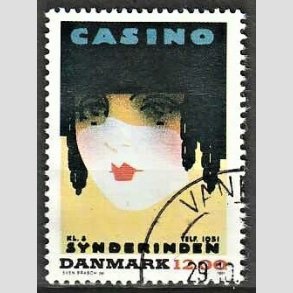 FRIMRKER DANMARK | 1991 - AFA 1002 - Dansk Plakatkunst - 12,00 Kr. flerfarvet - God til bedre gennemsnitskvalitet - Stemplet 
