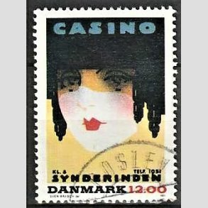 FRIMRKER DANMARK | 1991 - AFA 1002 - Dansk Plakatkunst - 12,00 Kr. flerfarvet - God til bedre gennemsnitskvalitet - Stemplet 