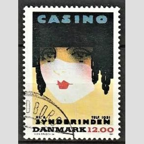 FRIMRKER DANMARK | 1991 - AFA 1002 - Dansk Plakatkunst - 12,00 Kr. flerfarvet - God til bedre gennemsnitskvalitet - Stemplet 