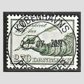 FRIM�RKER DANMARK | 1982 - AFA 755 - Rigsarkivet 400 �r - 2,70 Kr. gr�gr�n - Pragt Stemplet