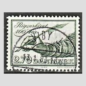 FRIM�RKER DANMARK | 1982 - AFA 755 - Rigsarkivet 400 �r - 2,70 Kr. gr�gr�n - Pragt Stemplet Viby J